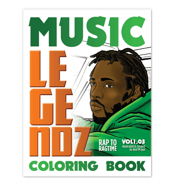 Music Legendz: Ragtime to Rap Vol. 1.03 is the third installment in the Music Legendz coloring book series. Take a journey thru the rich history of music!